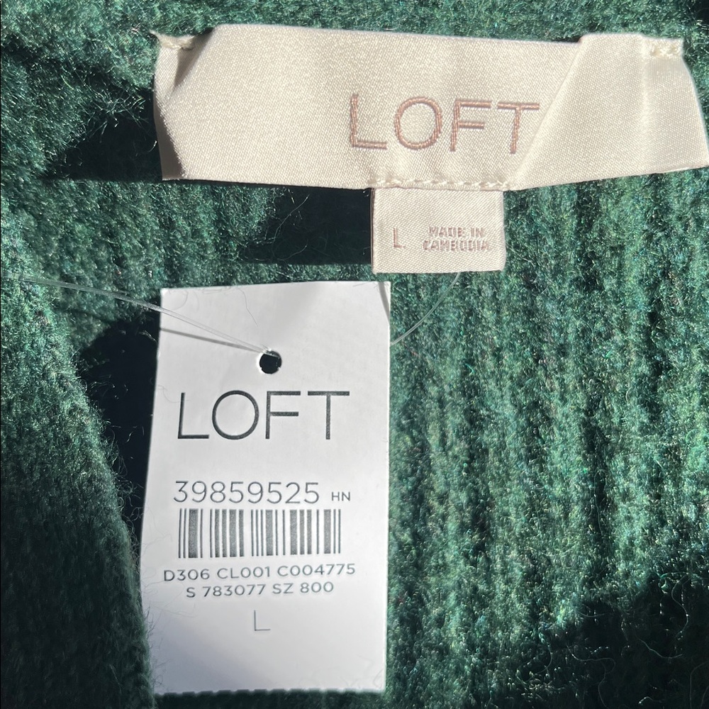 LOFT Forest Green V-Neck Cardigan w/Jeweled Star & Moon Buttons Size Large - Picture 10 of 11